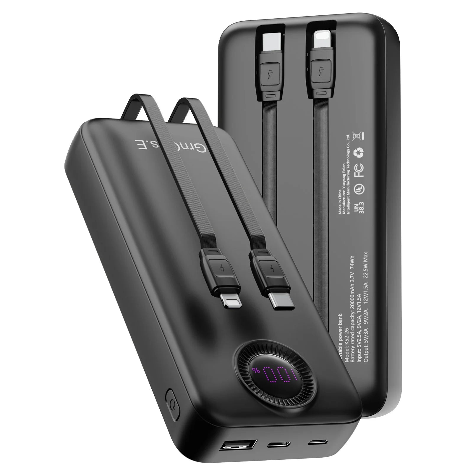 20000mAh Portable Charger 22.5W Fast Charging Power Bank 5 Output 2 Input for iPhone 16/15 Series Samsung Galaxy and More