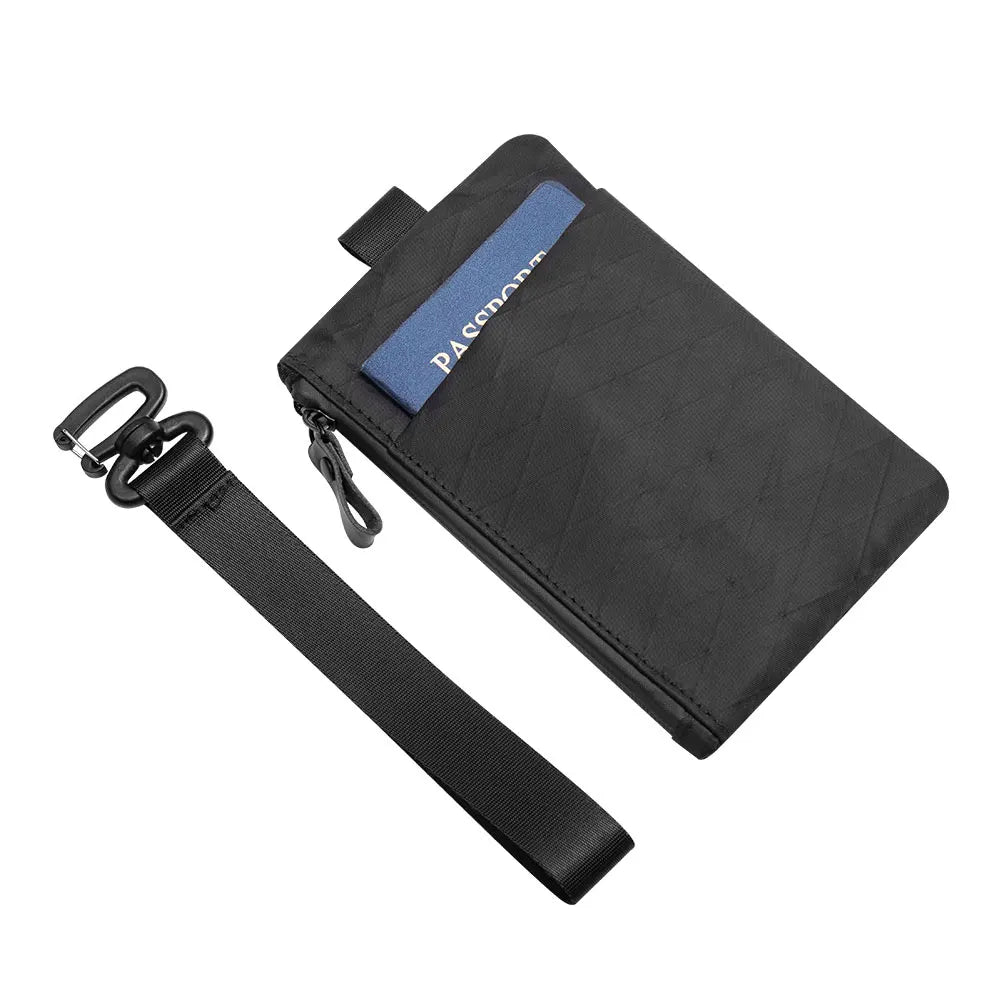 Zip Clutch with Wristband, Passport Holder Zipper Wallet and EDC Carrier - Weatherproof and RFID Blocking - 3 External Slots