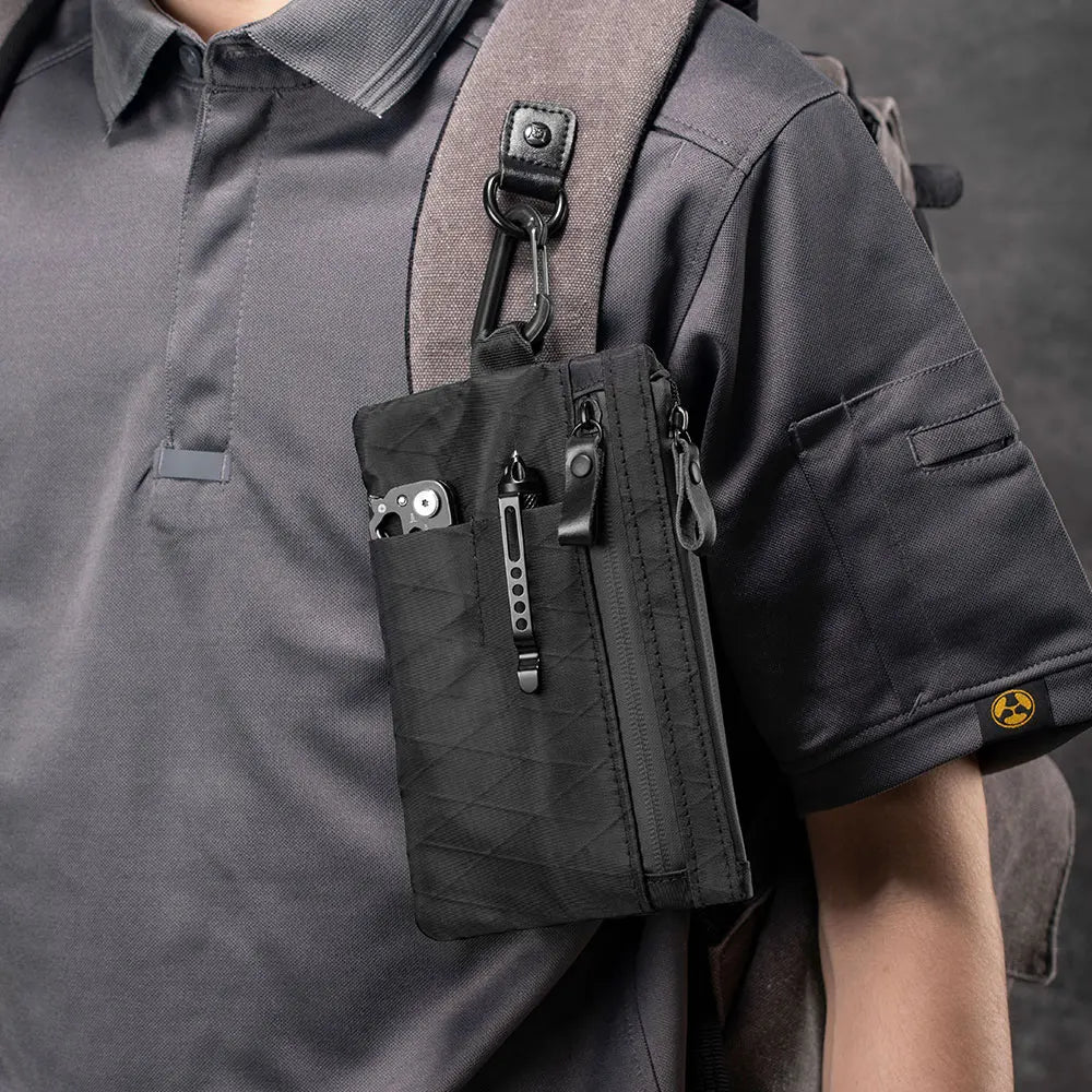 Zip Clutch with Wristband, Passport Holder Zipper Wallet and EDC Carrier - Weatherproof and RFID Blocking - 3 External Slots