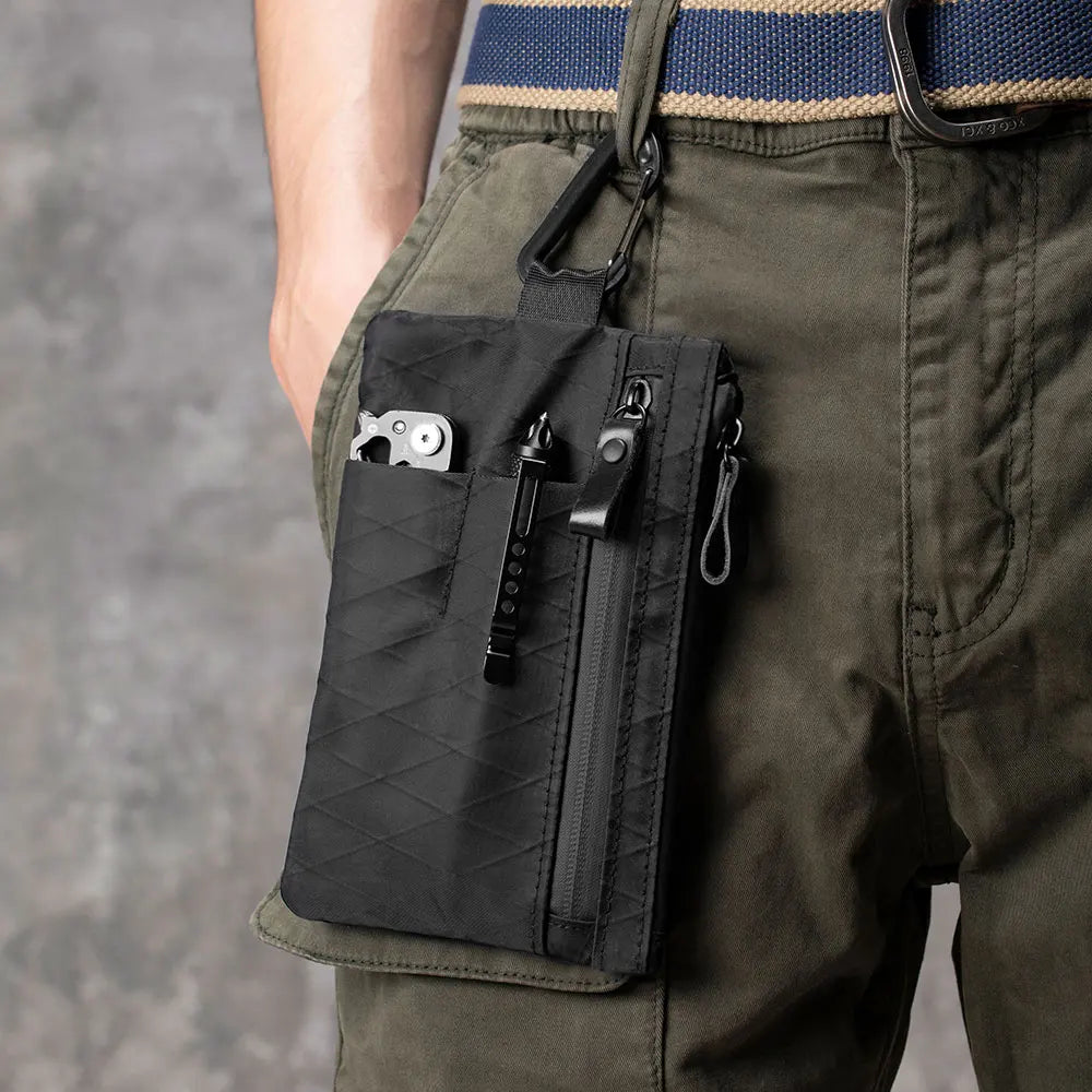 Zip Clutch with Wristband, Passport Holder Zipper Wallet and EDC Carrier - Weatherproof and RFID Blocking - 3 External Slots
